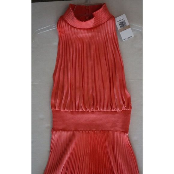 A.L.C 6DRES00832 Women's Sz 12 Malliot/Coral Renzo Pleated Blouson Dress - Picture 10 of 14